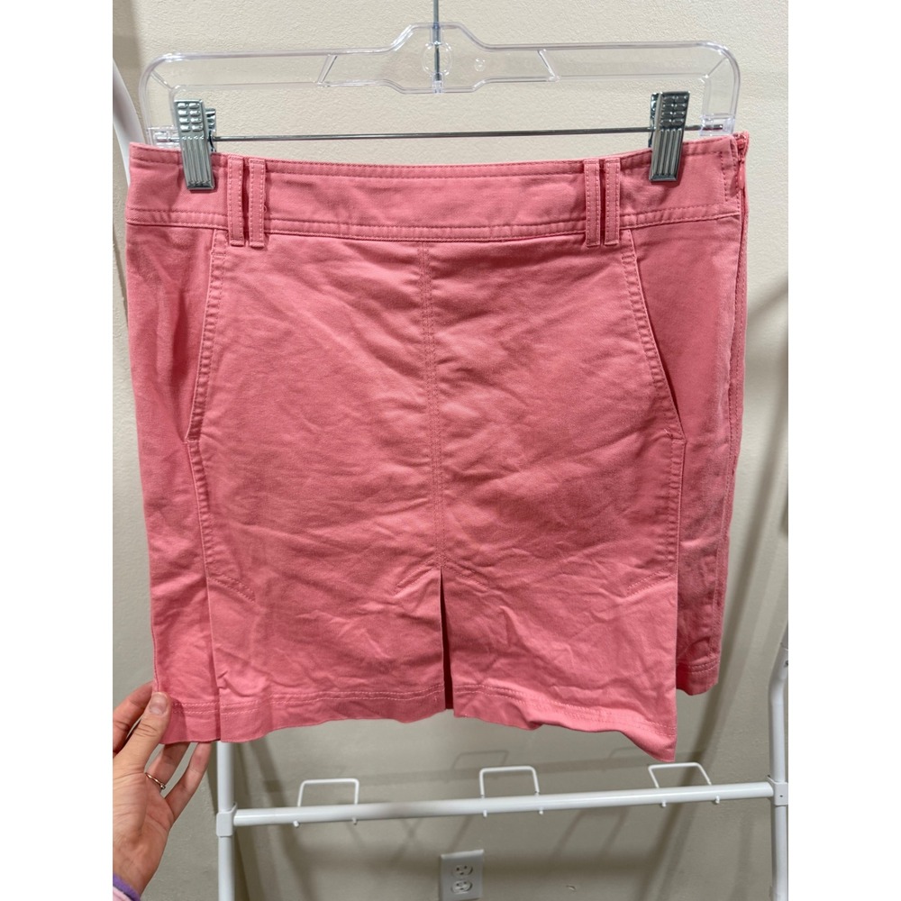 Preppy Coastal Mini Skirt Pink 4 Side Zip Pockets Ann Taylor LOFT